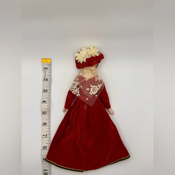 Vintage Silvestri Porcelain China Doll Red Dress Christmas Victorian Ornament 9" - Picture 2 of 3